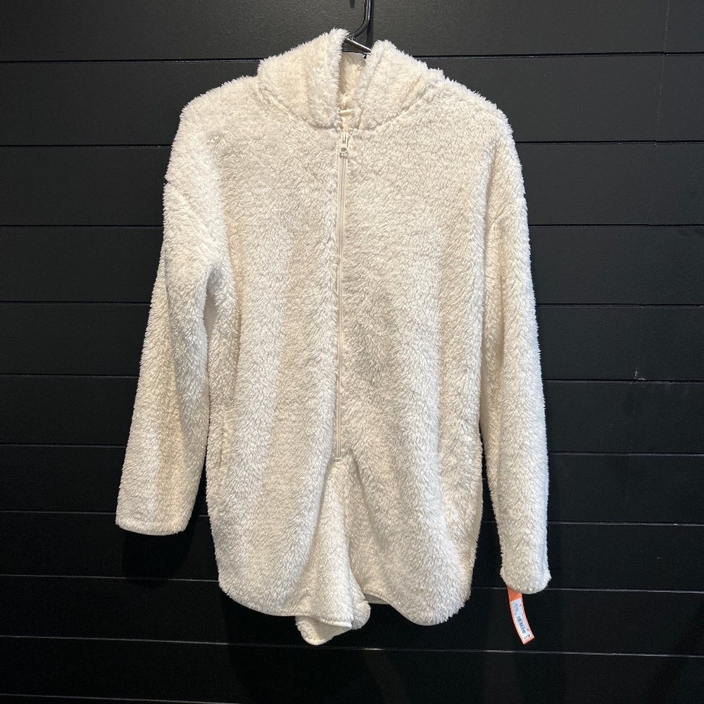 Colsie White Glitter Fleece Short Romper